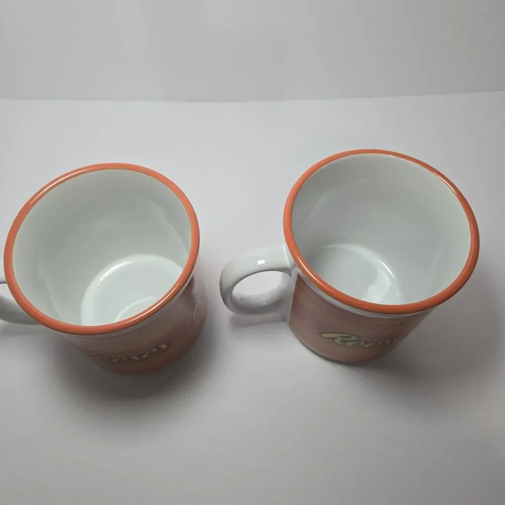 Reese's Peanut Butter‎ Cup Candy Ceramic Orange 12 oz Mug by Galerie Set Of 2